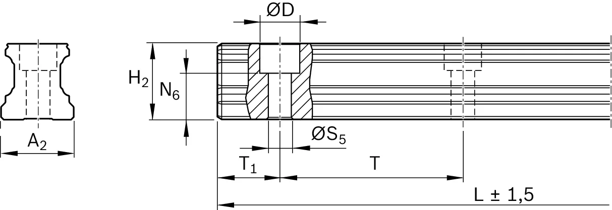 Rexroth R160580331 - BALL GUIDE RAIL CARBON STEEL KSA-020-SNS-H-MA-AK - View 2