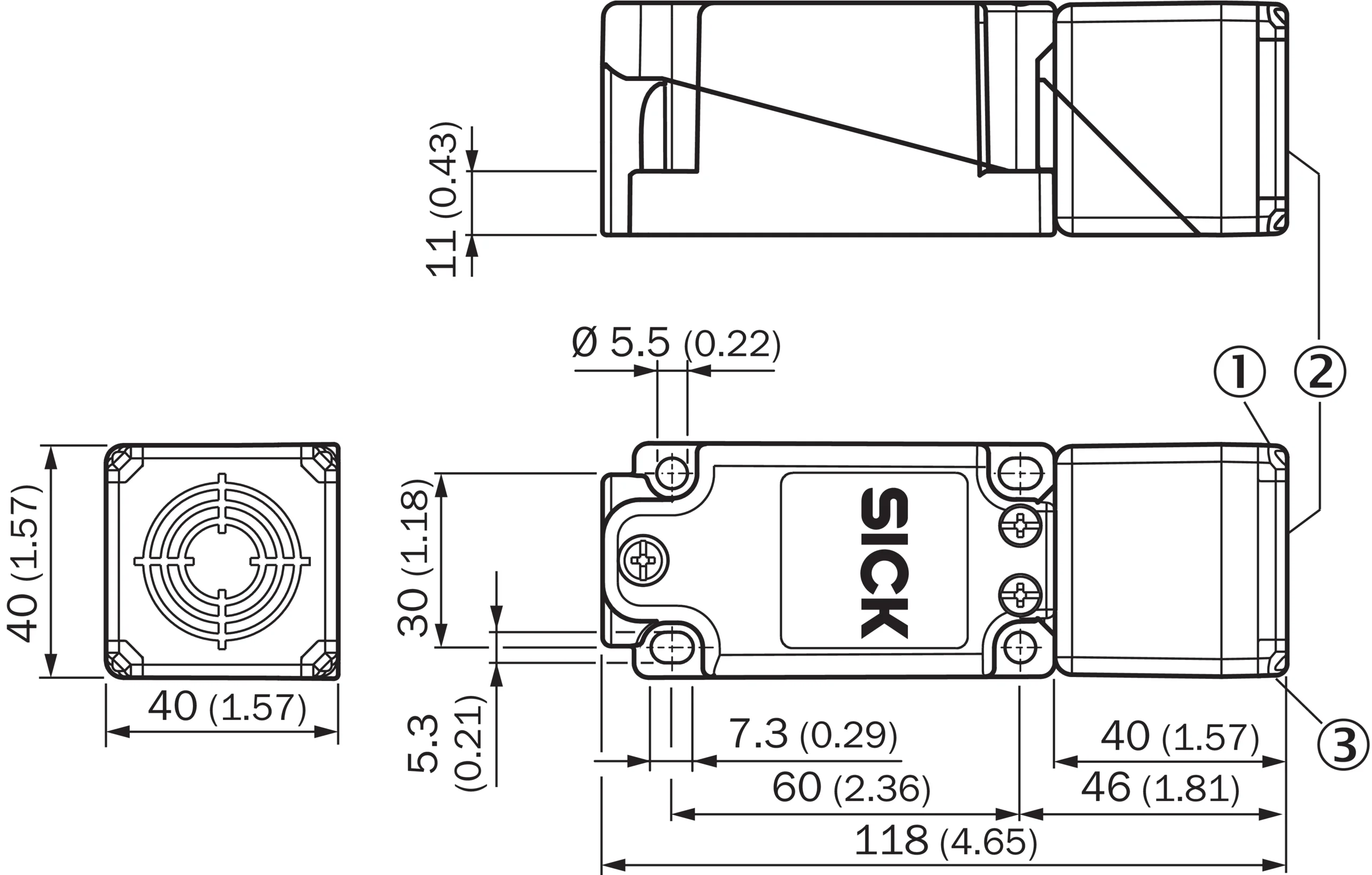 Dimensional drawing IQG Standard, cable gland